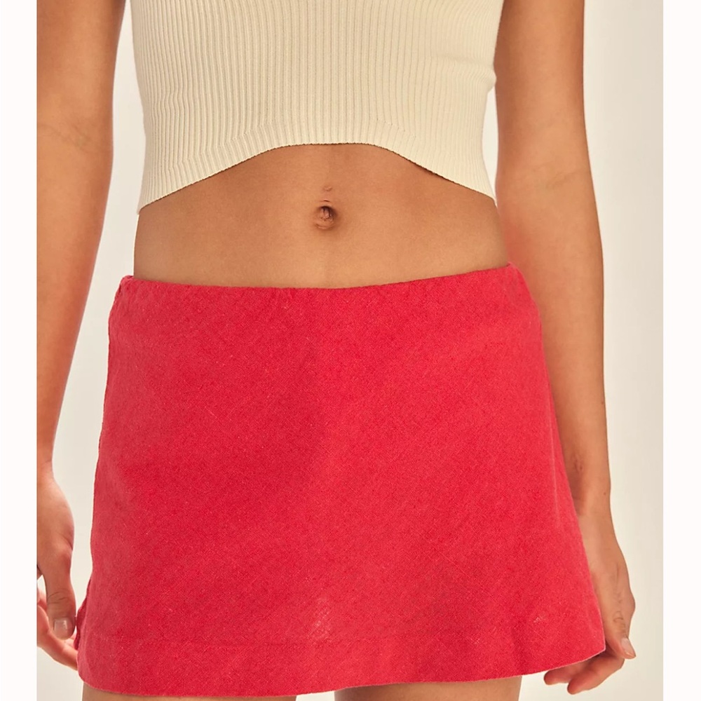 Free People Micro Mini Cotton-Linen Skort
